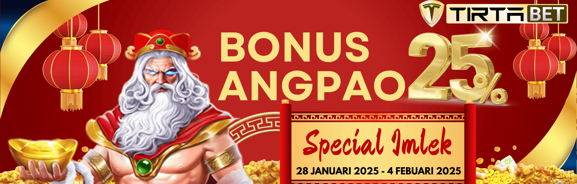 TIRTABET Bonus Angpao 25% Spesial Imlek